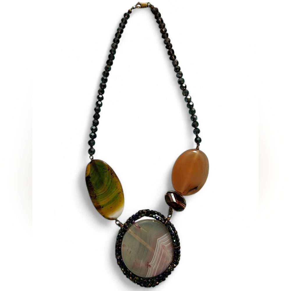 Semiprecious gemstone gold-filled wire wrapped OOAK necklace